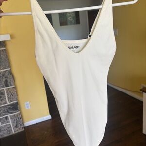 Garage Cream Asymmetrical Sleeveless Bodysuit